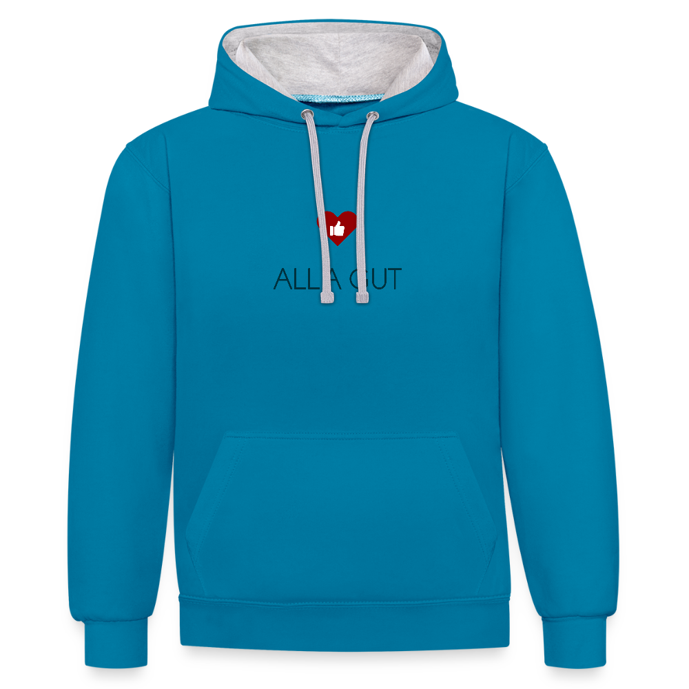 UNISEX HOODIE - ALLA GUT TRANSPARENT - Pfauenblau/Grau meliert
