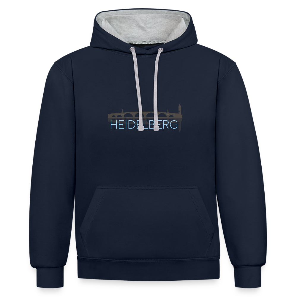 UNISEX HOODIE  - ALTE BRÜCKE HEIDELBERG DARK - Navy/Grau meliert
