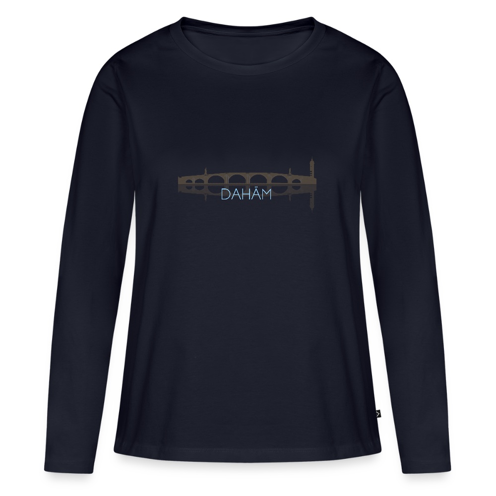 DAMEN ORGANIC LANGARM-SHIRT - ALTE BRÜCKE DAHÄM DARK - Navy