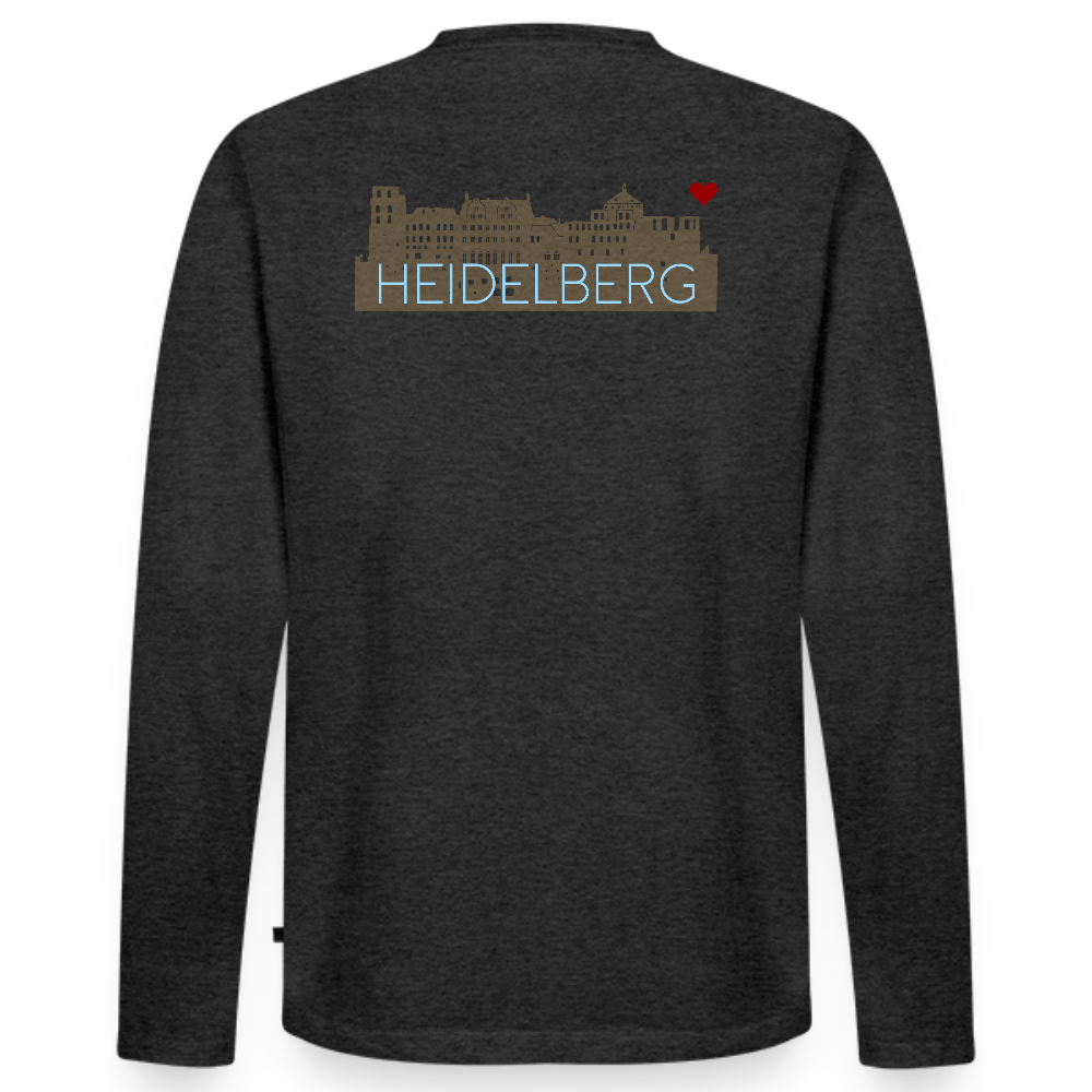 HERREN ORGANIC LANGARM-SHIRT - HEIDELBERGER SCHLOSS (DESIGN HINTEN) DARK - Anthrazit meliert