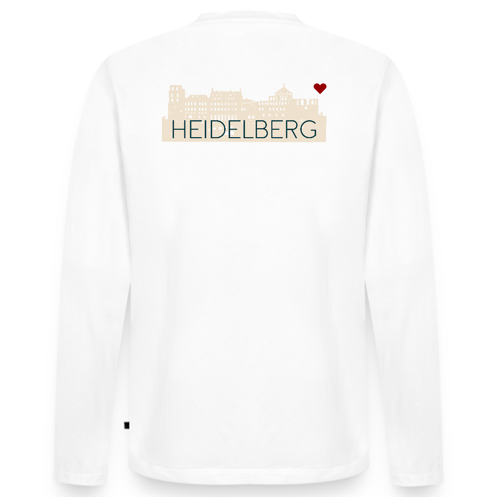 HERREN ORGANIC LANGARM-SHIRT - HEIDELBERGER SCHLOSS (DESIGN HINTEN) TRANSPARENT - Weiß