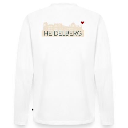 HERREN ORGANIC LANGARM-SHIRT - HEIDELBERGER SCHLOSS (DESIGN HINTEN) TRANSPARENT - Weiß