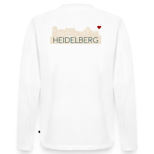 HERREN ORGANIC LANGARM-SHIRT - HEIDELBERGER SCHLOSS (DESIGN HINTEN) TRANSPARENT - Weiß