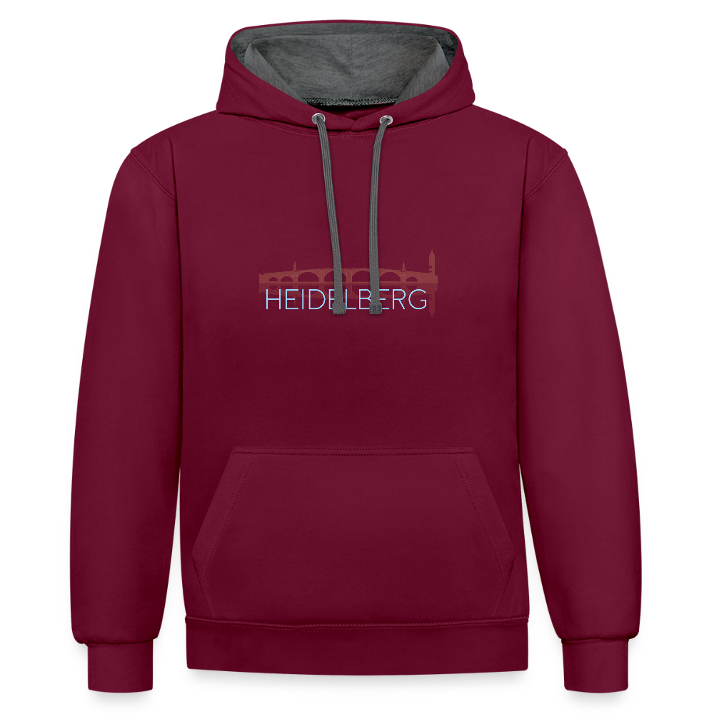 UNISEX HOODIE  - ALTE BRÜCKE HEIDELBERG DARK - Weinrot/Anthrazit