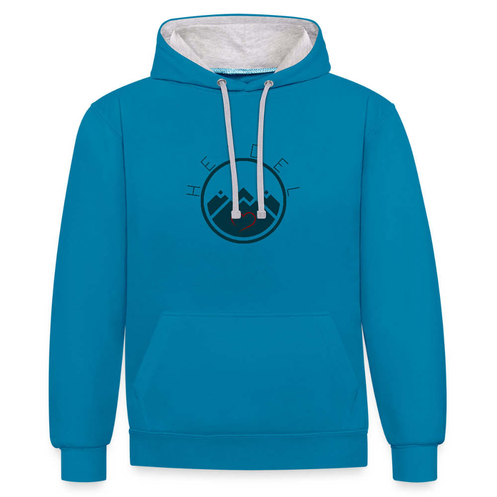UNISEX HOODIE - HEIDELSTORE TRANSPARENT - Pfauenblau/Grau meliert