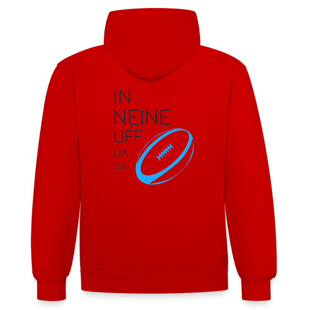 UNISEX HOODIE - IN NEINE UFF DA ZEIL RUGBY TRANSPARENT - Rot/Weiß