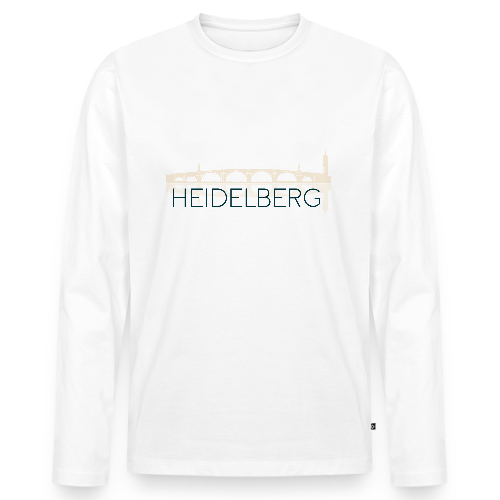 HERREN ORGANIC LANGARM-SHIRT - ALTE BRÜCKE HEIDELBERG TRANSPARENT - Weiß