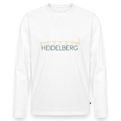HERREN ORGANIC LANGARM-SHIRT - ALTE BRÜCKE HEIDELBERG TRANSPARENT - Weiß