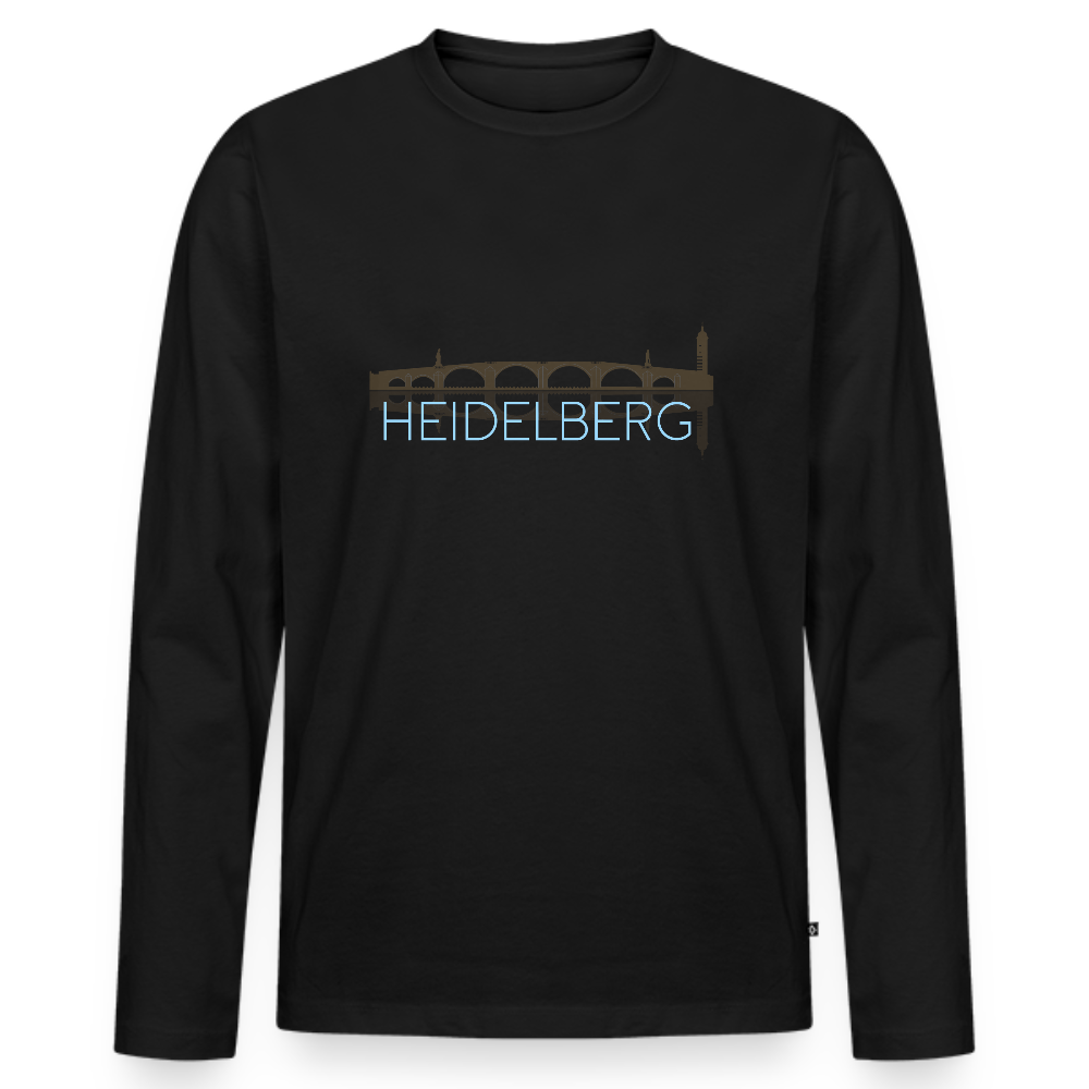 HERREN ORGANIC LANGARM-SHIRT - ALTE BRÜCKE HEIDELBERG DARK - Schwarz