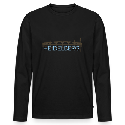 HERREN ORGANIC LANGARM-SHIRT - ALTE BRÜCKE HEIDELBERG DARK - Schwarz