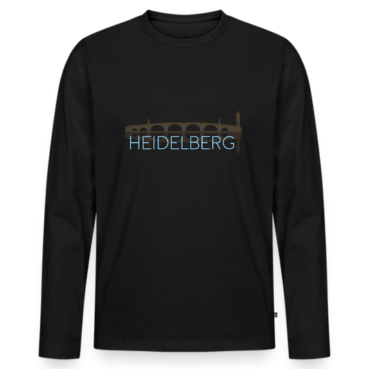 HERREN ORGANIC LANGARM-SHIRT - ALTE BRÜCKE HEIDELBERG DARK - Schwarz