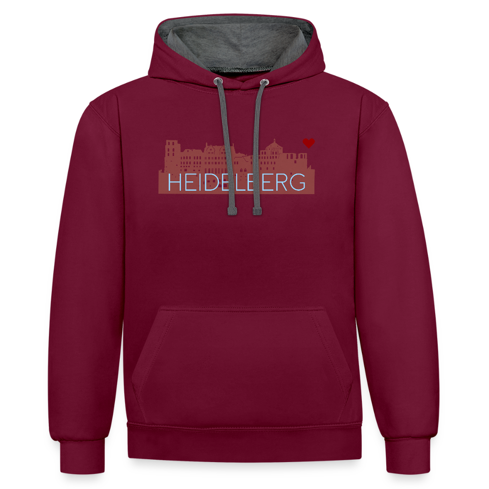 UNISEX HOODIE - HEIDELBERGER SCHLOSS DARK - Weinrot/Anthrazit