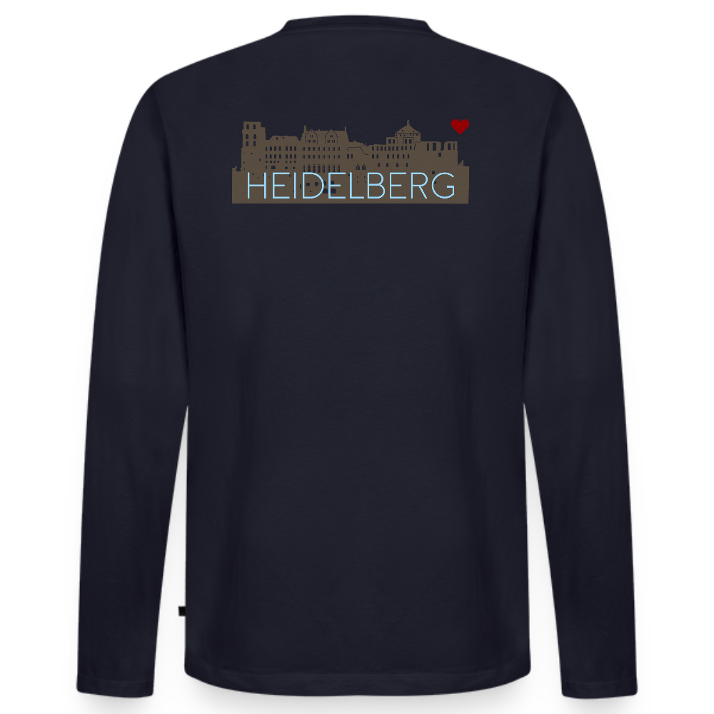 HERREN ORGANIC LANGARM-SHIRT - HEIDELBERGER SCHLOSS (DESIGN HINTEN) DARK - Navy