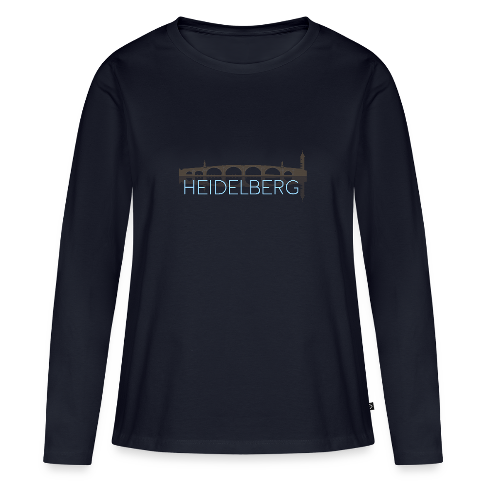DAMEN ORGANIC LANGARM-SHIRT - ALTE BRÜCKE HEIDELBERG DARK - Navy