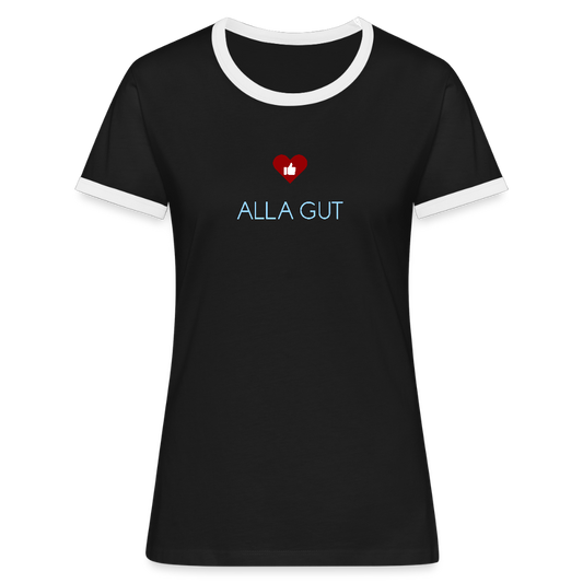 DAMEN KONTRAST SHIRT- ALLA GUT DARK - Schwarz/Weiß