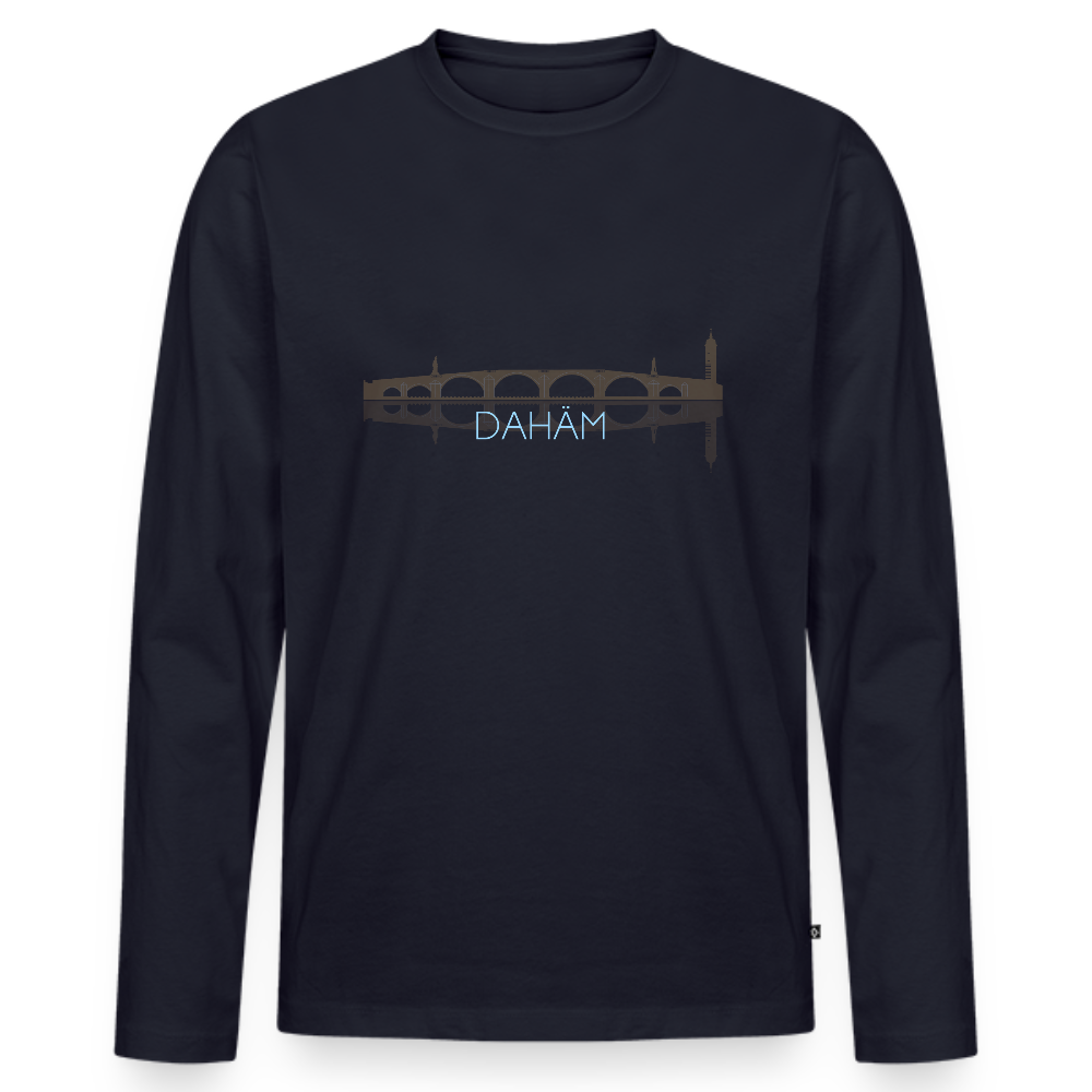 HERREN ORGANIC LANGARM-SHIRT - ALTE BRÜCKE DAHÄM DARK - Navy