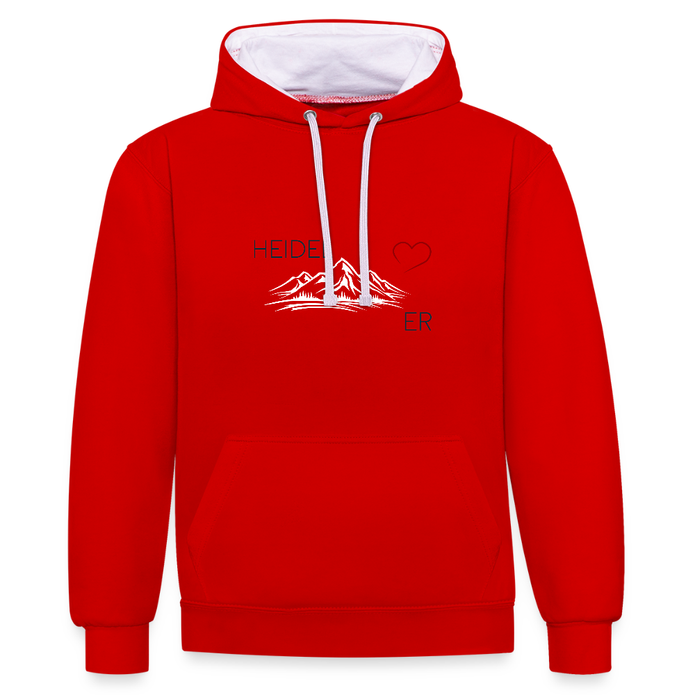 UNISEX HOODIE - HEIDEL(BERG)ER  MIT HERZ TRANSPARENT - Rot/Weiß