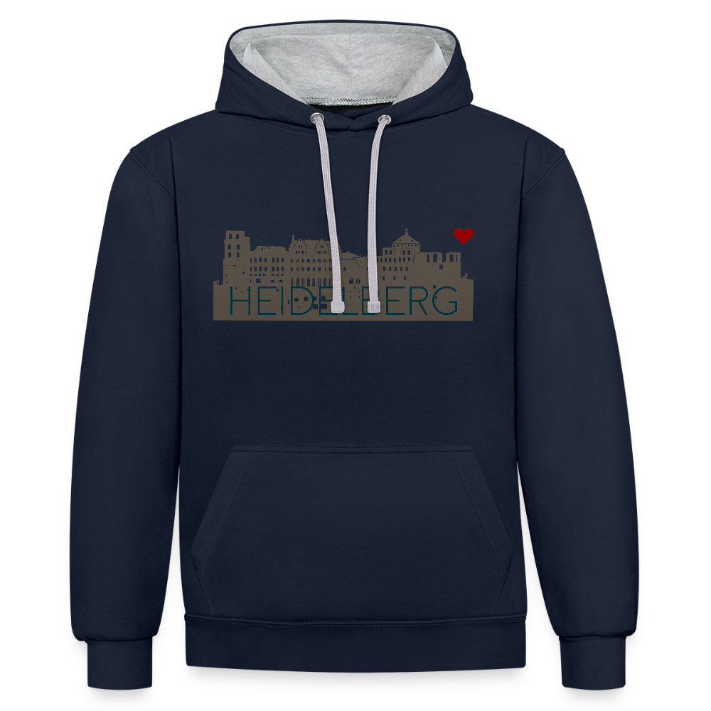 UNISEX HOODIE - HEIDELBERGER SCHLOSS TRANSPARENT - Navy/Grau meliert