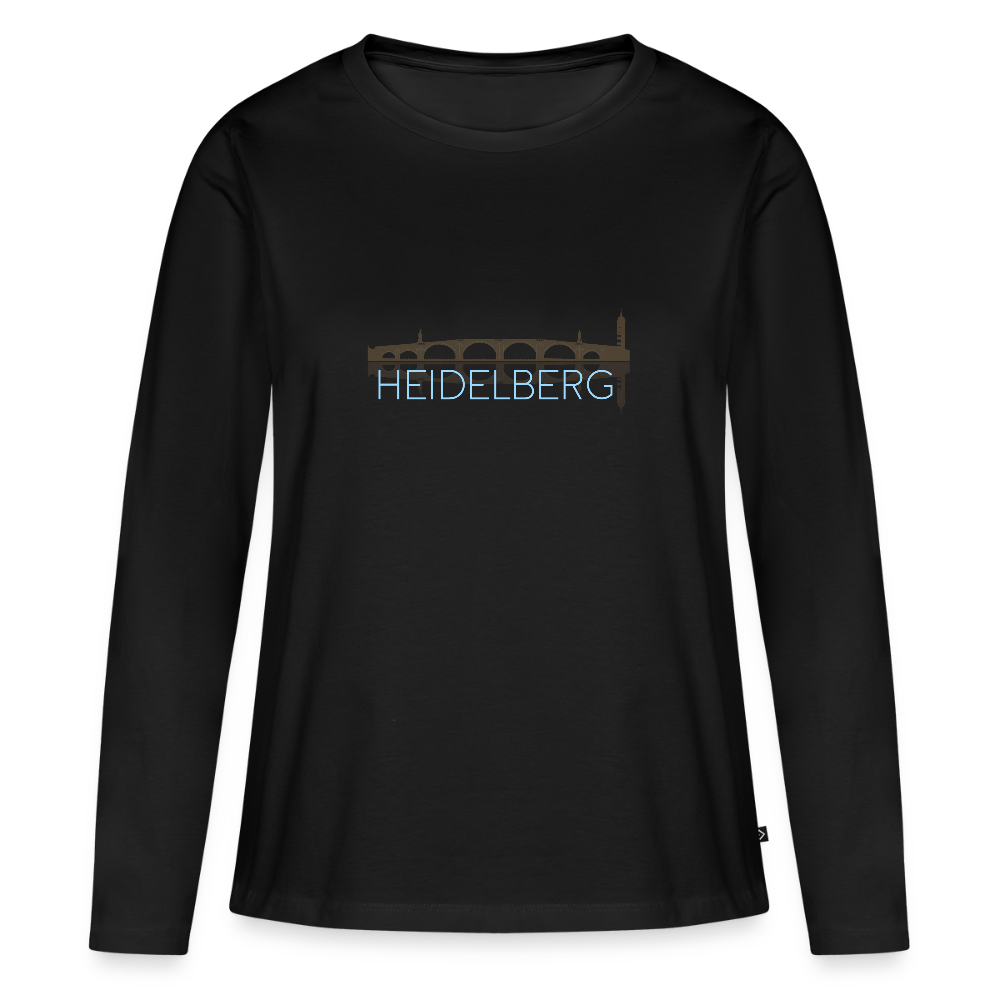 DAMEN ORGANIC LANGARM-SHIRT - ALTE BRÜCKE HEIDELBERG DARK - Schwarz
