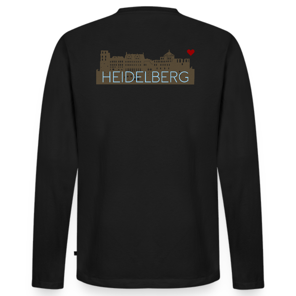 HERREN ORGANIC LANGARM-SHIRT - HEIDELBERGER SCHLOSS (DESIGN HINTEN) DARK - Schwarz