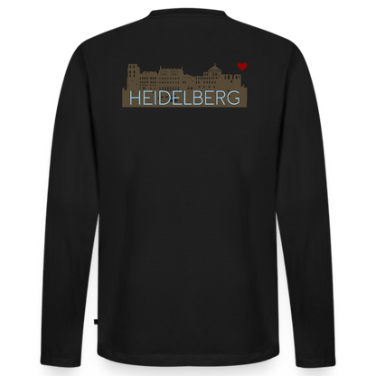 HERREN ORGANIC LANGARM-SHIRT - HEIDELBERGER SCHLOSS (DESIGN HINTEN) DARK - Schwarz
