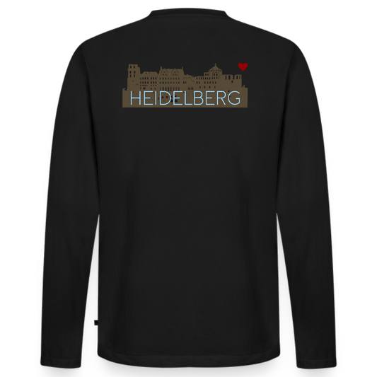 HERREN ORGANIC LANGARM-SHIRT - HEIDELBERGER SCHLOSS (DESIGN HINTEN) DARK - Schwarz