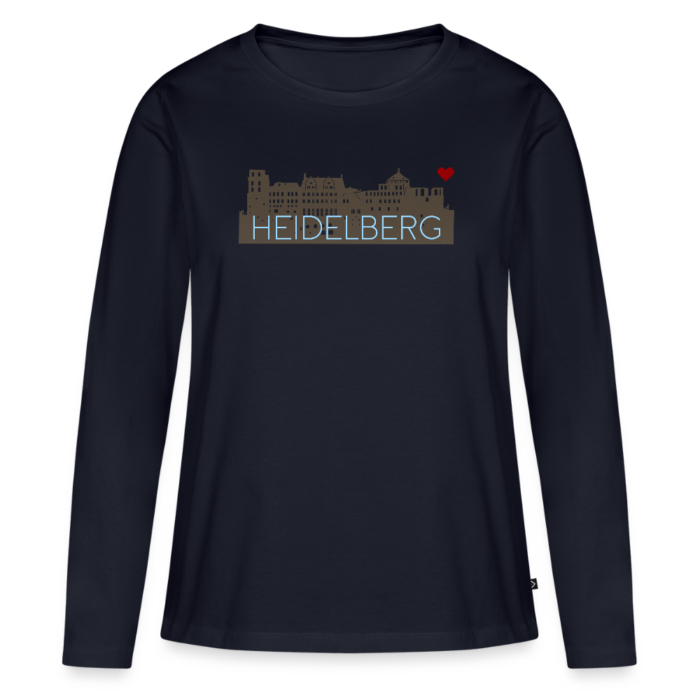 DAMEN ORGANIC LANGARM-SHIRT - HEIDELBERGER SCHLOSS DARK - Navy