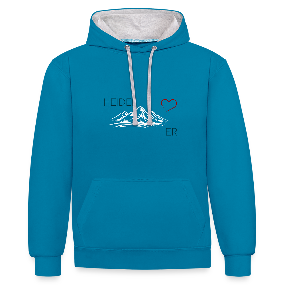 UNISEX HOODIE - HEIDEL(BERG)ER  MIT HERZ TRANSPARENT - Pfauenblau/Grau meliert