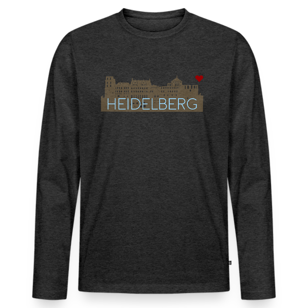 HERREN ORGANIC LANGARM-SHIRT - HEIDELBERGER SCHLOSS DARK - Anthrazit meliert