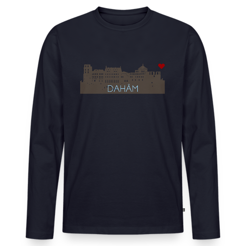 HERREN ORGANIC LANGARM-SHIRT - HEIDELBERGER SCHLOSS DAHÄM DARK - Navy