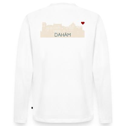 HERREN ORGANIC LANGARM-SHIRT - HEIDELBERGER SCHLOSS DAHÄM (DESIGN HINTEN) TRANSPARENT - Weiß