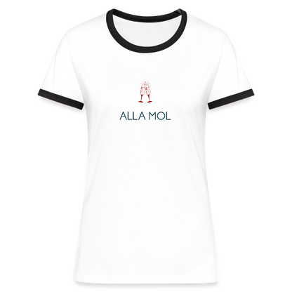DAMEN KONTRAST SHIRT - ALLA MOL TRANSPARENT - Weiß/Schwarz