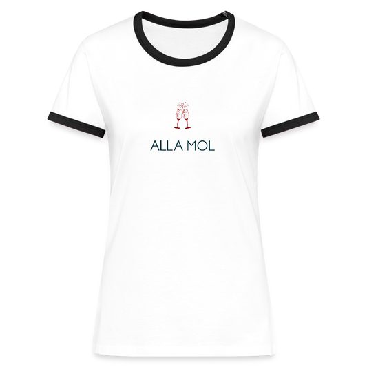 DAMEN KONTRAST SHIRT - ALLA MOL TRANSPARENT - Weiß/Schwarz