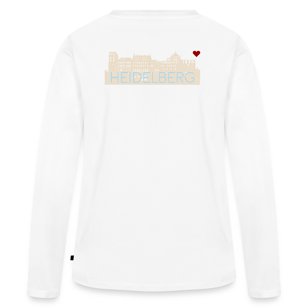 DAMEN ORGANIC LANGARM-SHIRT - HEIDELBERGER SCHLOSS (DESIGN HINTEN) DARK - Weiß