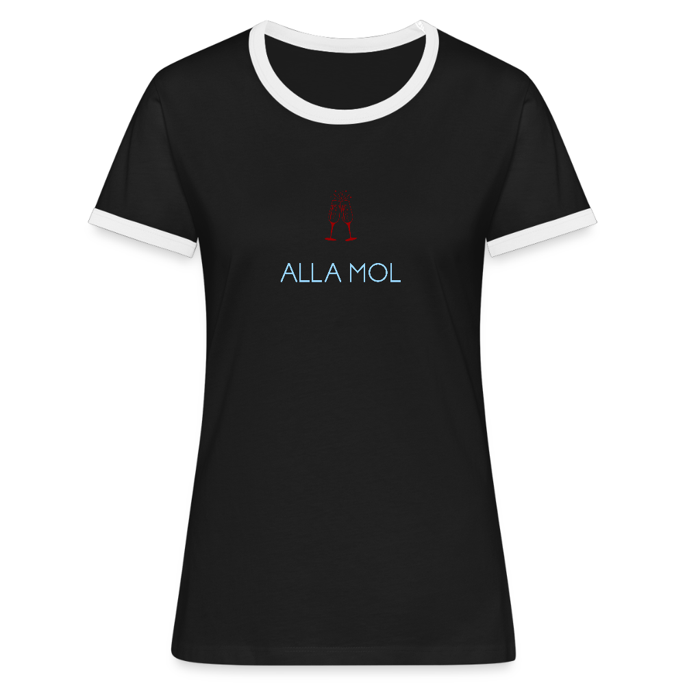 DAMEN KONTRAST SHIRT - ALLA MOL DARK - Schwarz/Weiß