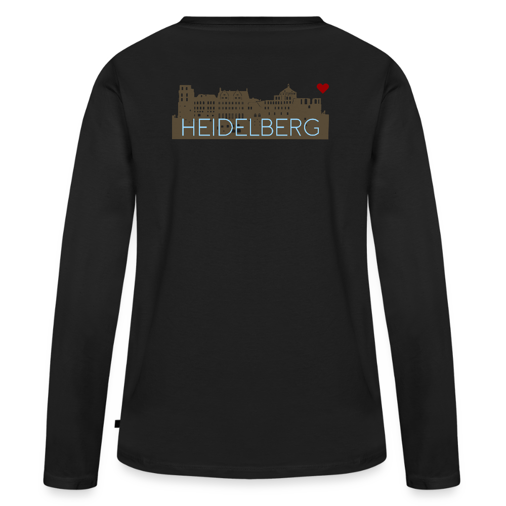 DAMEN ORGANIC LANGARM-SHIRT - HEIDELBERGER SCHLOSS (DESIGN HINTEN) DARK - Schwarz