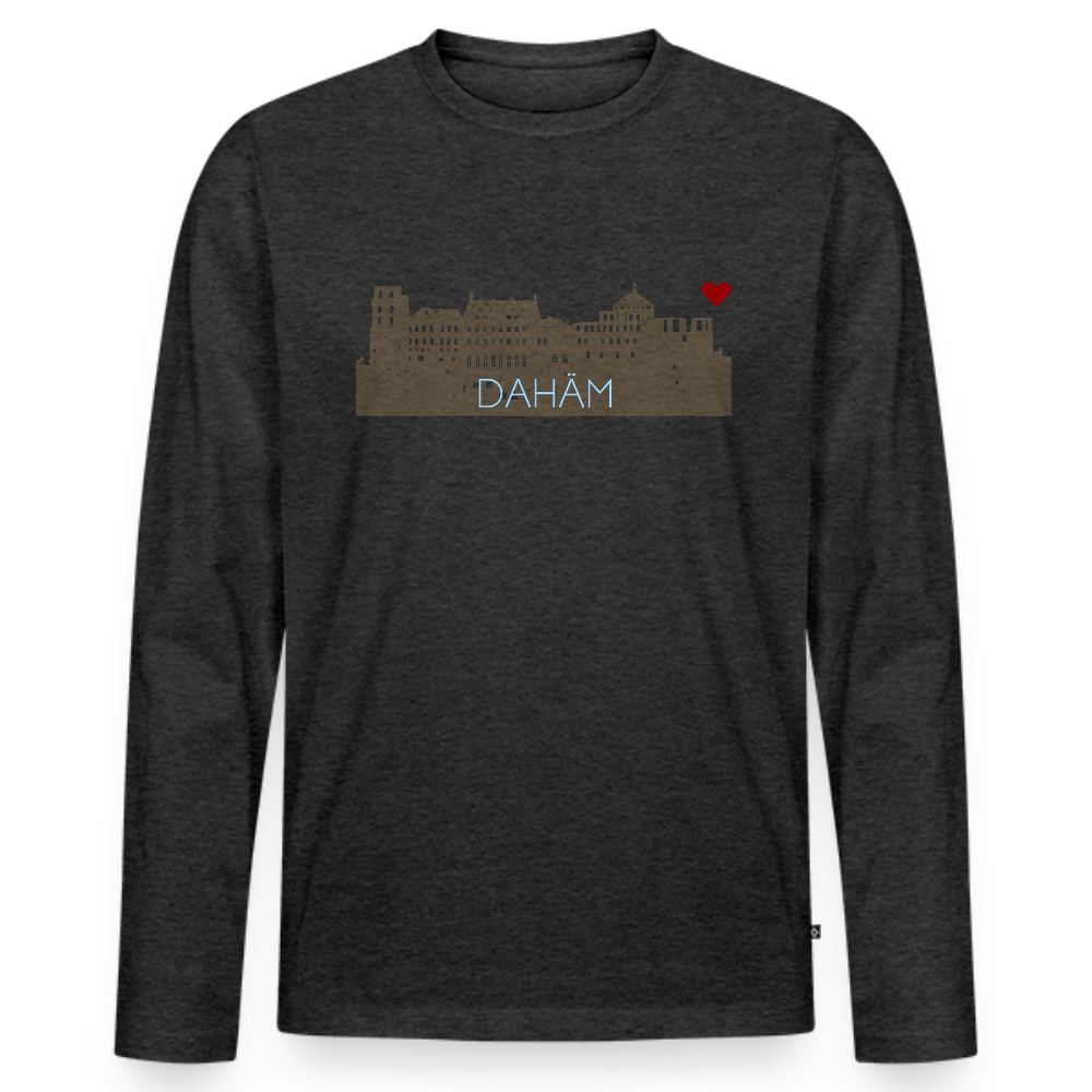 HERREN ORGANIC LANGARM-SHIRT - HEIDELBERGER SCHLOSS DAHÄM DARK - Anthrazit meliert