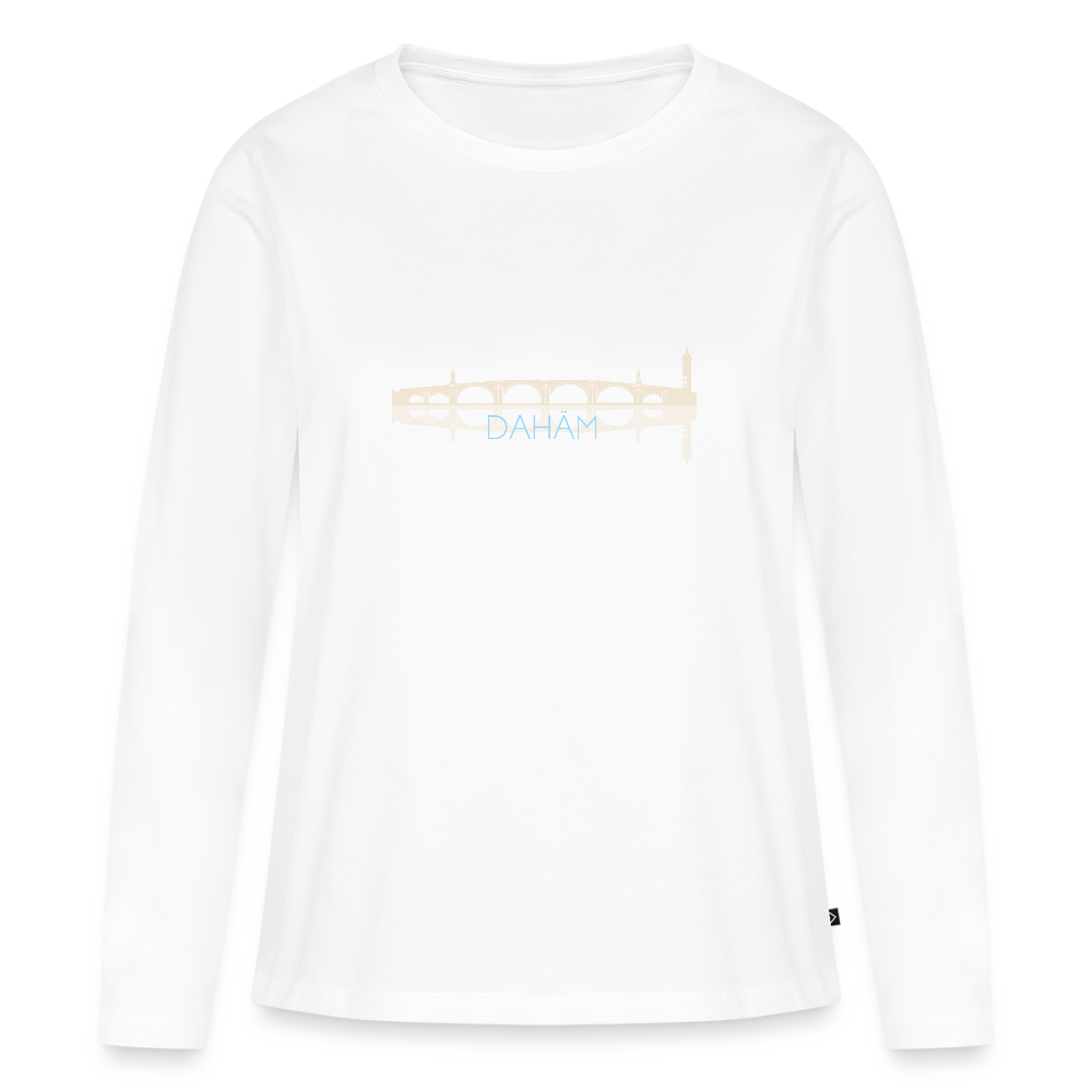 DAMEN ORGANIC LANGARM-SHIRT - ALTE BRÜCKE DAHÄM DARK - Weiß