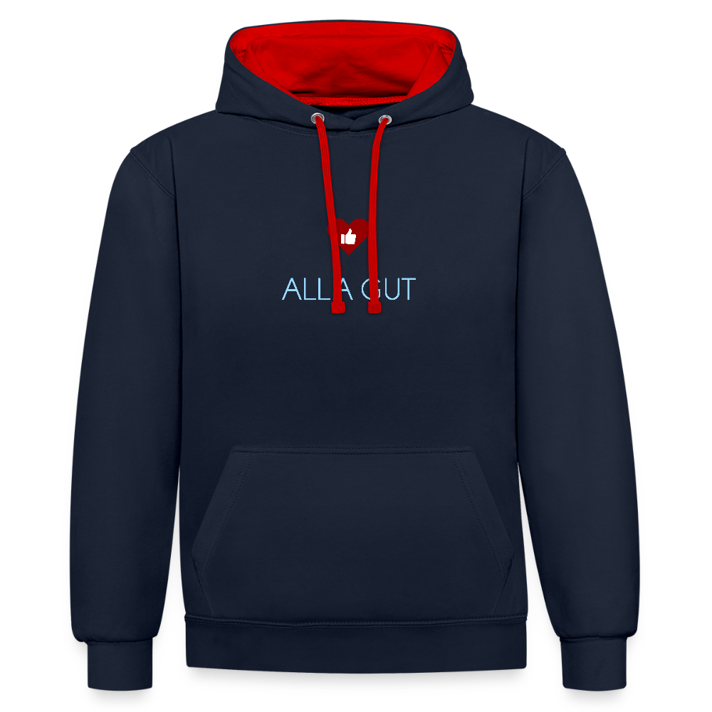 UNISEX HOODIE - ALLA GUT DARK - Navy/Rot