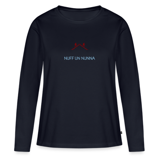 DAMEN ORGANIC LANGARM-SHIRT - NUFF UN NUNNA DARK - Navy