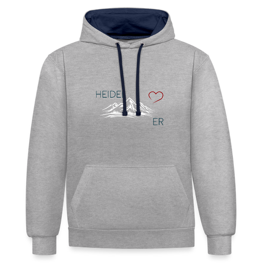 UNISEX HOODIE - HEIDEL(BERG)ER  MIT HERZ TRANSPARENT - Grau meliert/Navy