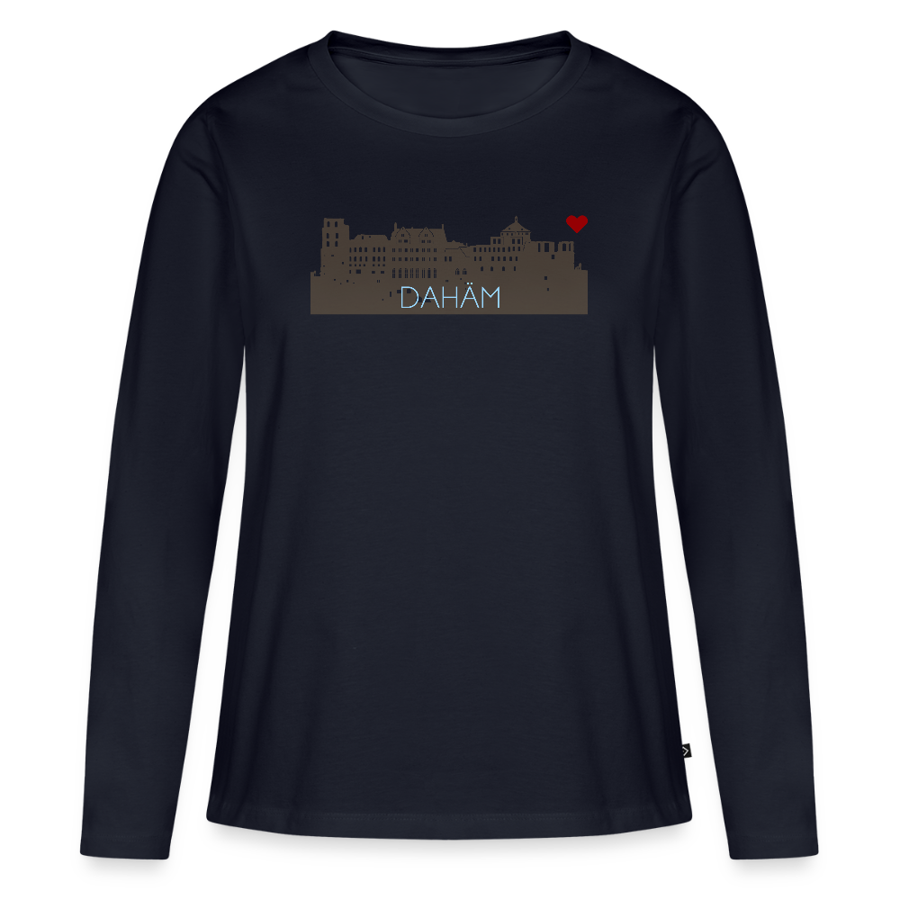 DAMEN ORGANIC LANGARM-SHIRT - HEIDELBERGER SCHLOSS DAHÄM DARK - Navy