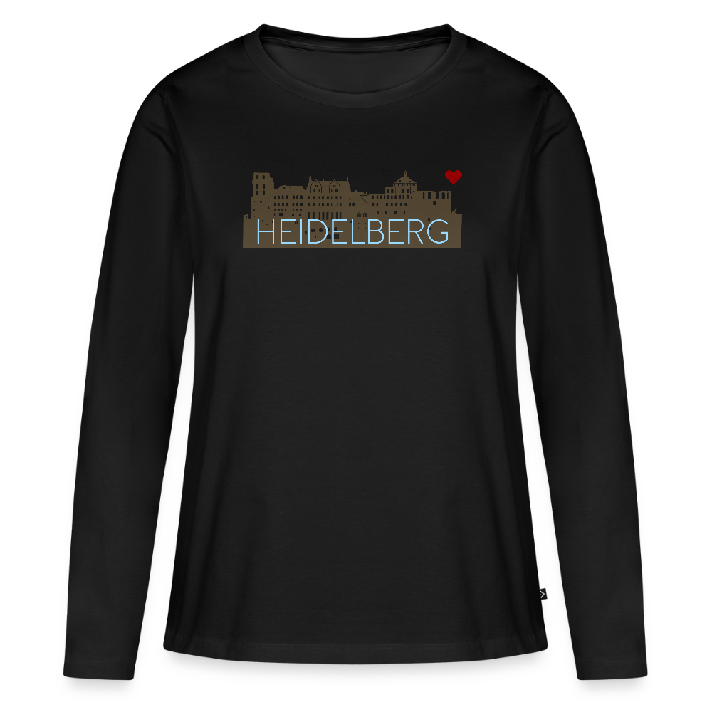 DAMEN ORGANIC LANGARM-SHIRT - HEIDELBERGER SCHLOSS DARK - Schwarz