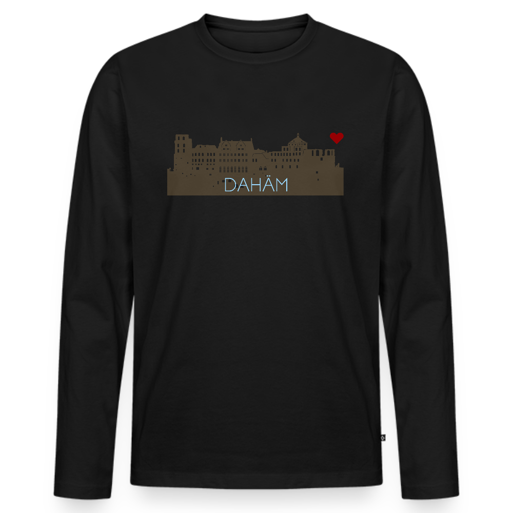 HERREN ORGANIC LANGARM-SHIRT - HEIDELBERGER SCHLOSS DAHÄM DARK - Schwarz