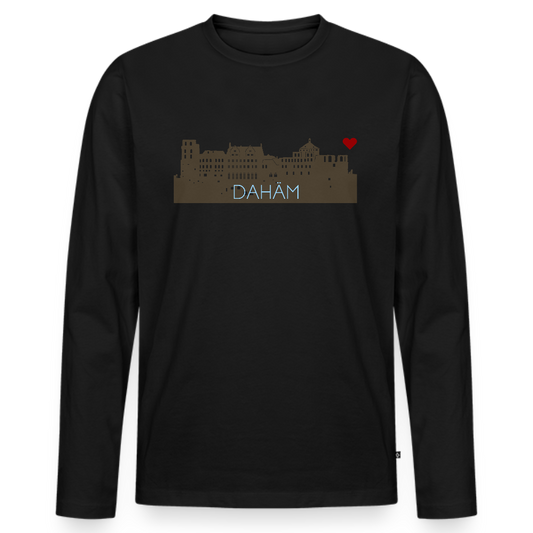 HERREN ORGANIC LANGARM-SHIRT - HEIDELBERGER SCHLOSS DAHÄM DARK - Schwarz