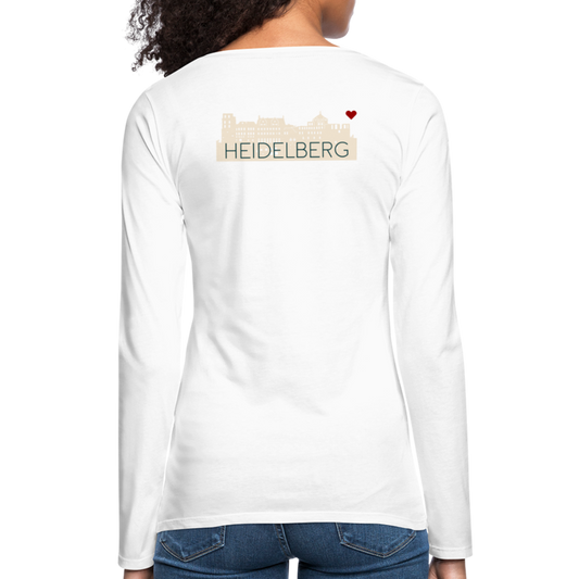 DAMEN LANGARM-SHIRT - HEIDELBERGER SCHLOSS (DESIGN HINTEN) TRANSPARENT - weiß