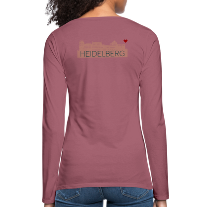 DAMEN LANGARM-SHIRT - HEIDELBERGER SCHLOSS (DESIGN HINTEN) TRANSPARENT - Malve
