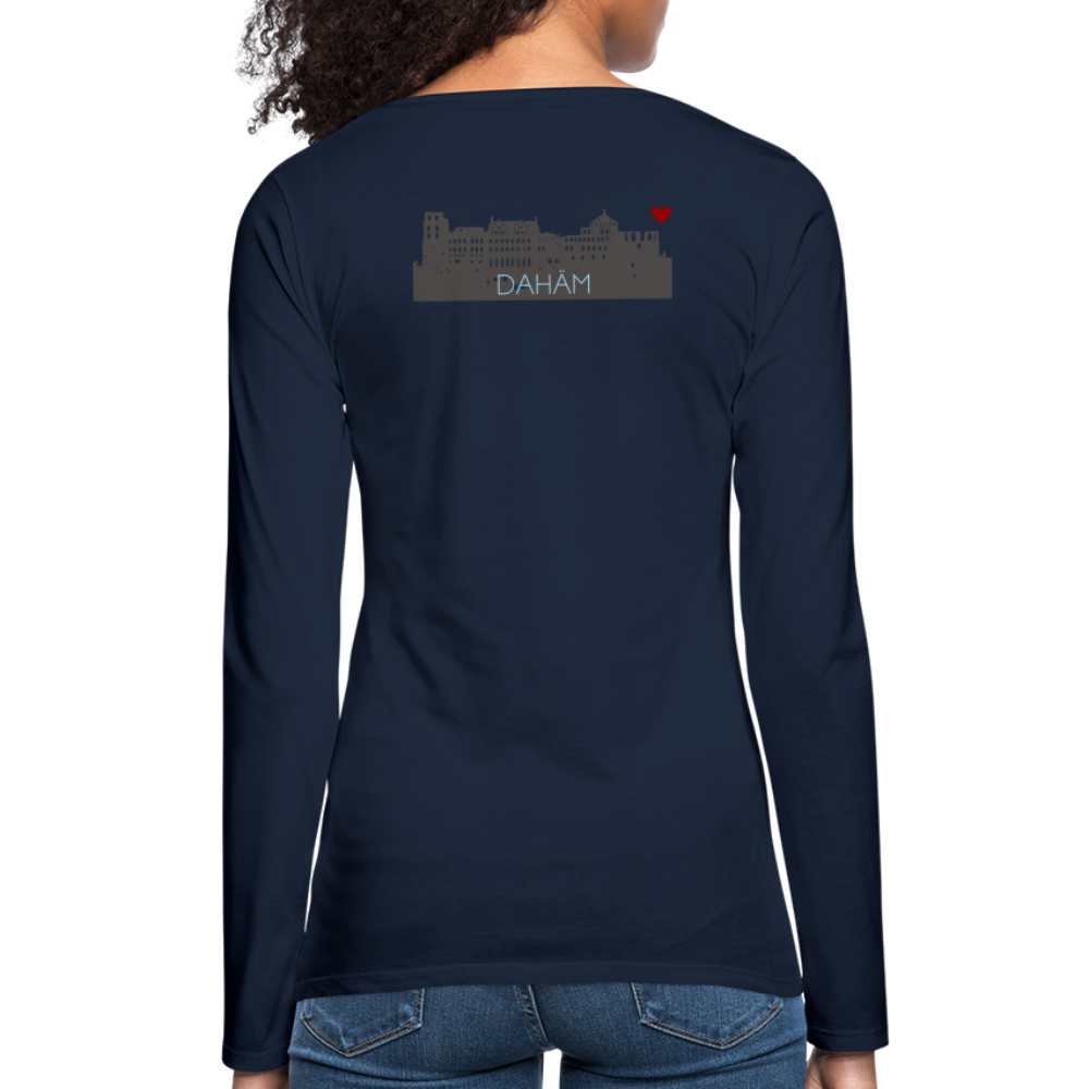 DAMEN LANGARM-SHIRT - HEIDELBERGER SCHLOSS DAHÄM (DESIGN HINTEN) DARK - Navy