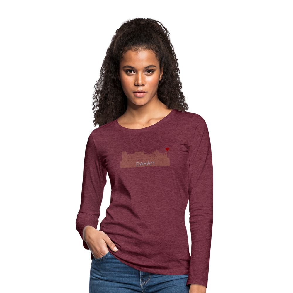 DAMEN LANGARM-SHIRT - HEIDELBERGER SCHLOSS DAHÄM DARK - Bordeauxrot meliert