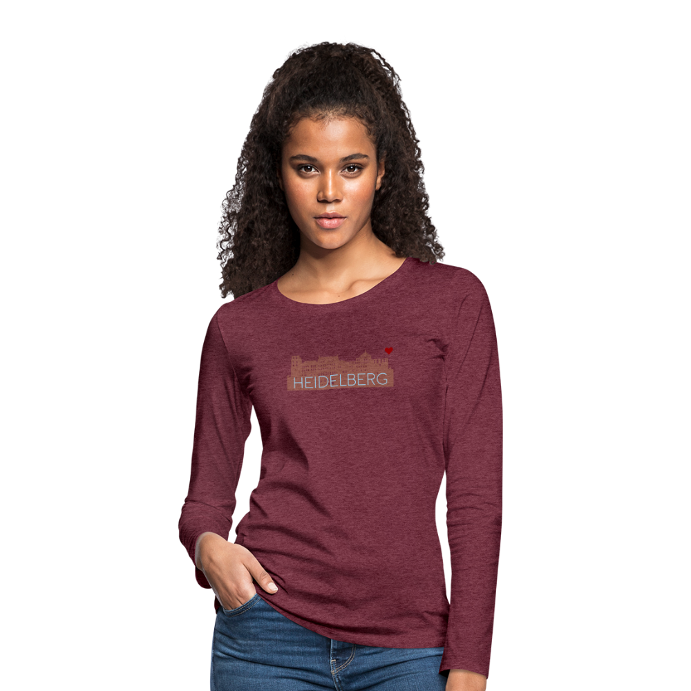 DAMEN LANGARM-SHIRT - HEIDELBERGER SCHLOSS DARK - Bordeauxrot meliert